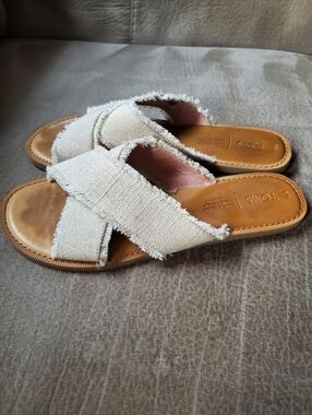 TOMS Women's Viv Natural Metallic Jute Sandals, Size 9 Womens